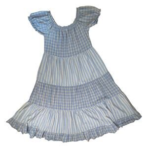 Easel LA Prairie Cottagecore Milkmaid Dress Sz S Gingham Tiered Festival Cotton